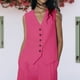 thumbnail image 1 of Chaleco Mujer Casual Acogedor Tops Cómodos Chalecos con Cuello en V Color Sólido Elegante Chaqueta Chaleco Kuymtek Rosa roja T L para Mujer, 1 of 7