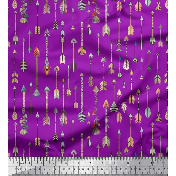 Soimoi Purple Cotton Duck Fabric Arrow Tribal Fabric Prints By Yard 42 Inch Wide