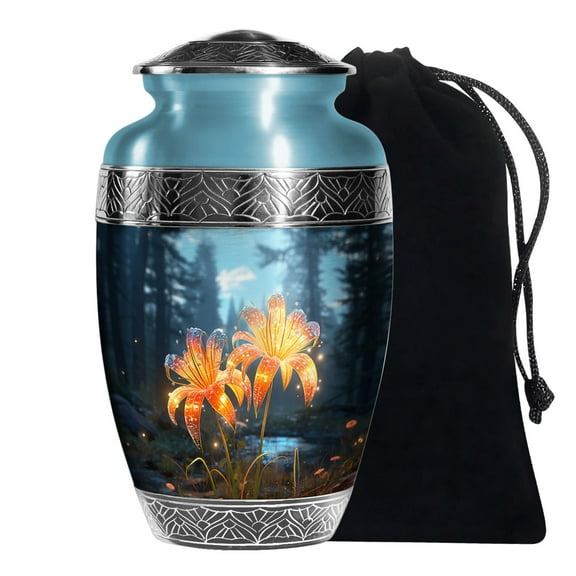 KARYLIZ Lily Flower Human Urns For Adult Ashes Man Large Burial Urn For Female 10 Inch