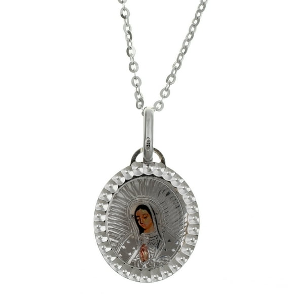 Medalla virgen de Guadalupe Medalla Italiana Busto semi ovalada color orilla diamantada