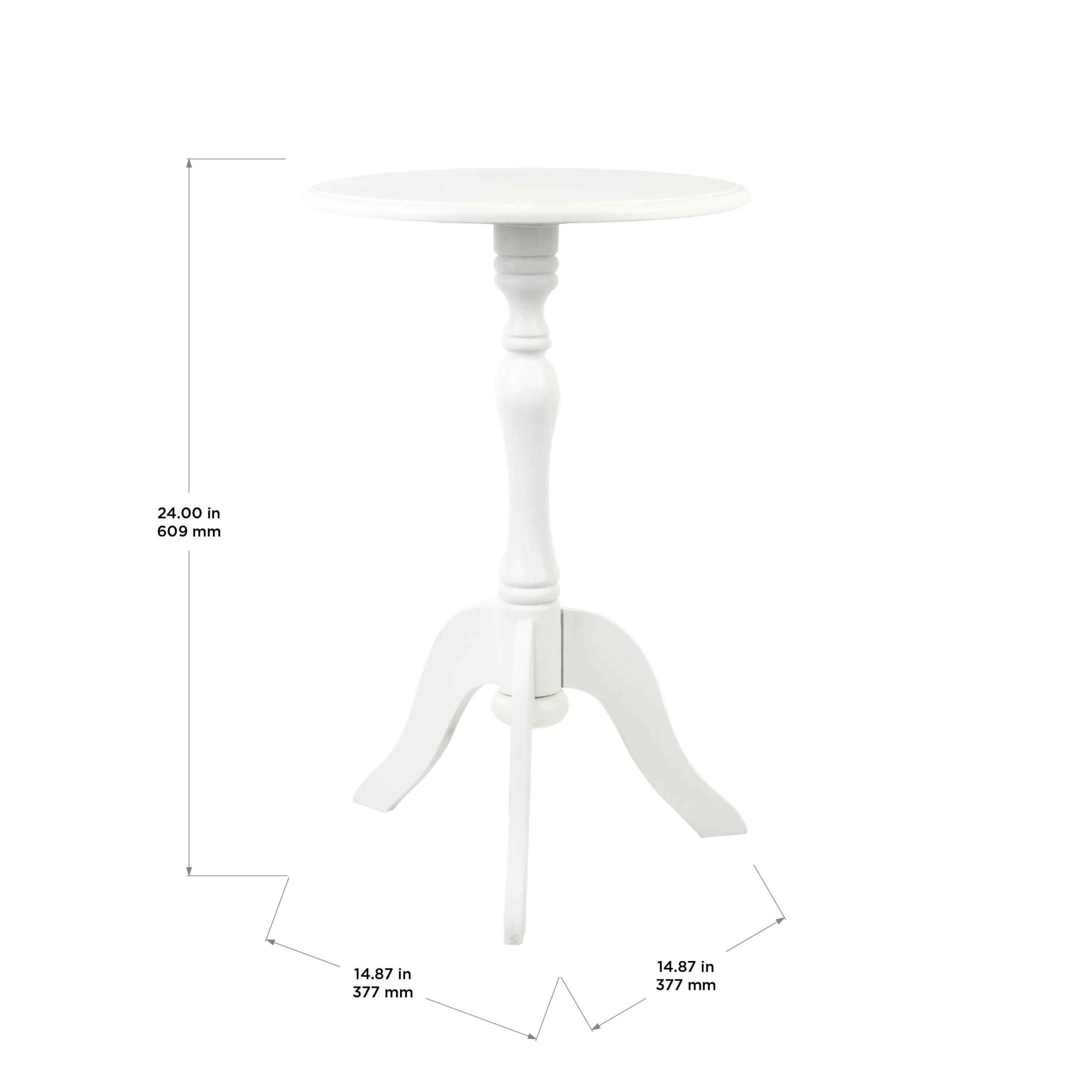 Decor Therapy Simplify Round Pedestal Accent Table in White Wood Finish, 24x15 Inches