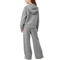 thumbnail image 4 of CYRBOKO Sweaters Outfit Sets for Girls, Fall Winter Long Sleeve Zipper Comfy Hooded Tops and Flared Pants Gray Size 2-3 T, 4 of 5