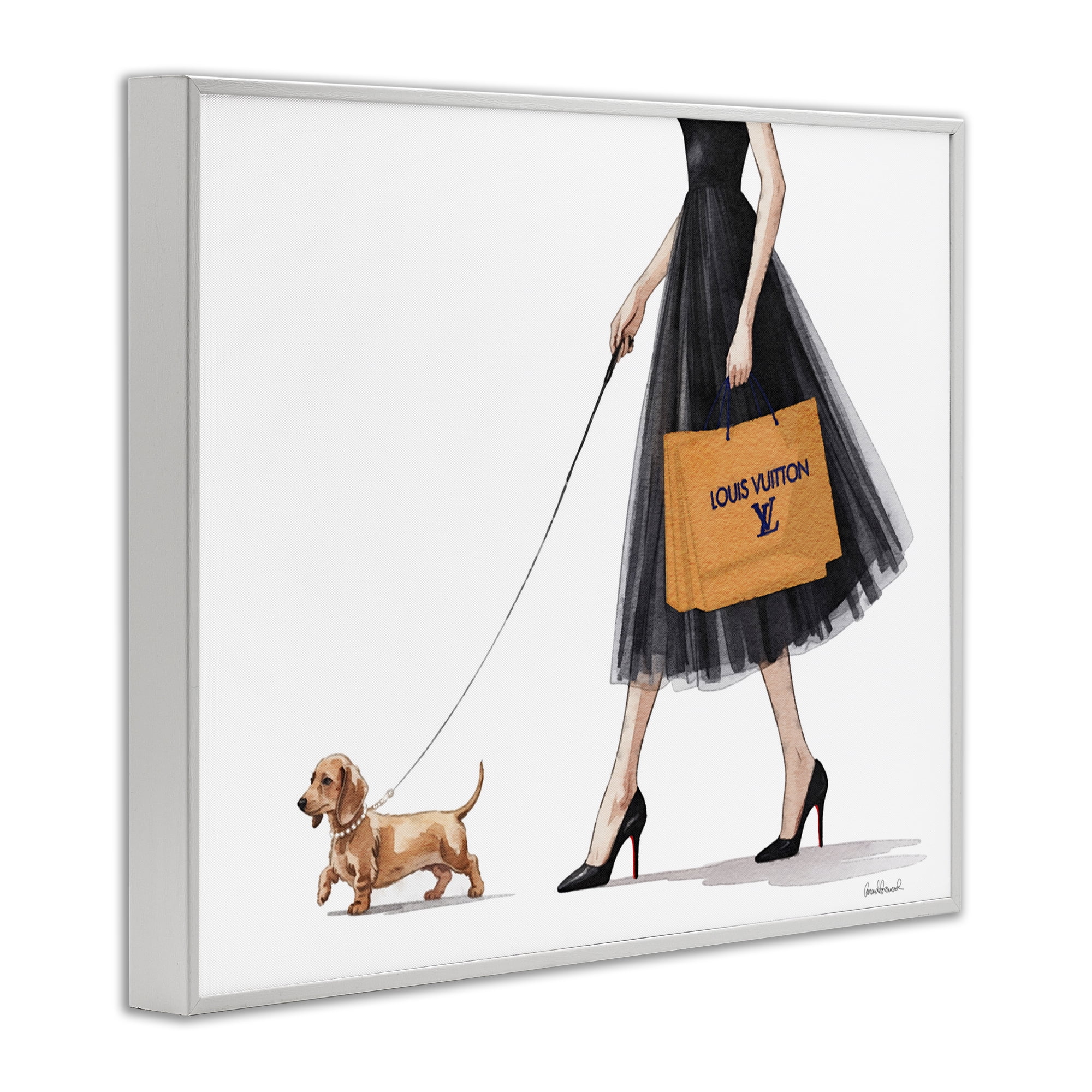 Stupell Industries Fashionable Dog Walking White Framed Giclee Art, design by Amanda Greenwood