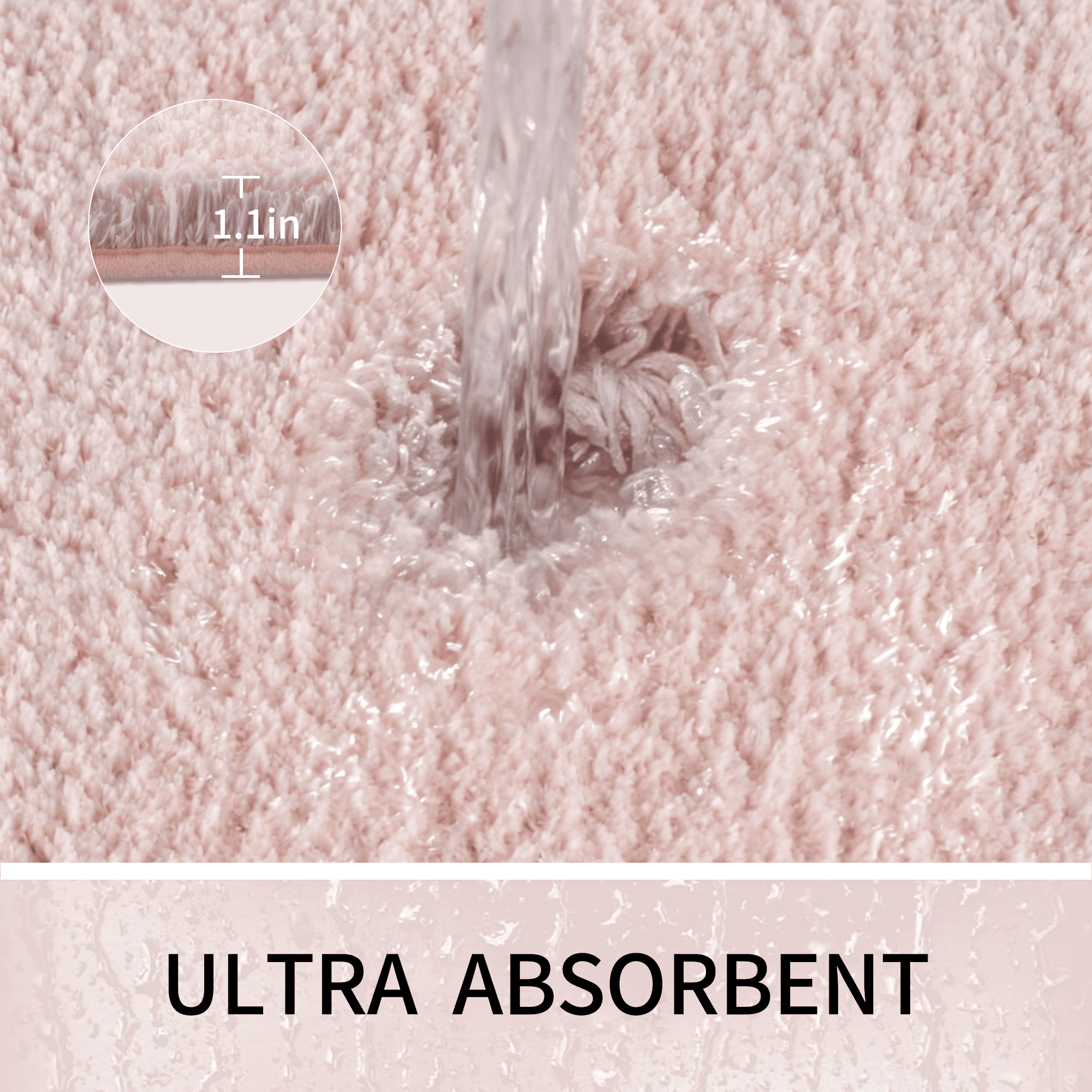 Wozola Pink Bathroom Rugs Mat, Soft Absorbent Microfiber Bath Rugs, Non Slip, Machine Washable Bath Mats for Bathroom Floor, Tub and Shower, Home Decor Accessories, 20" × 32"
