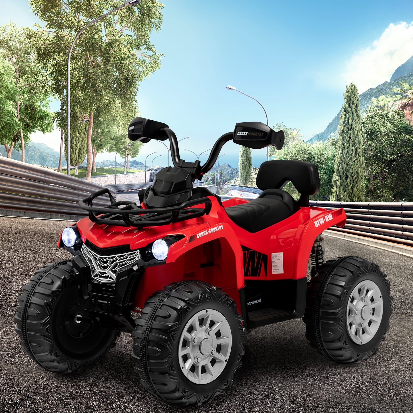 Infans 12V Kids Ride On ATV Electric 4-Wheeler Quad 2 Speeds w/ Mp3 & Headlights Red