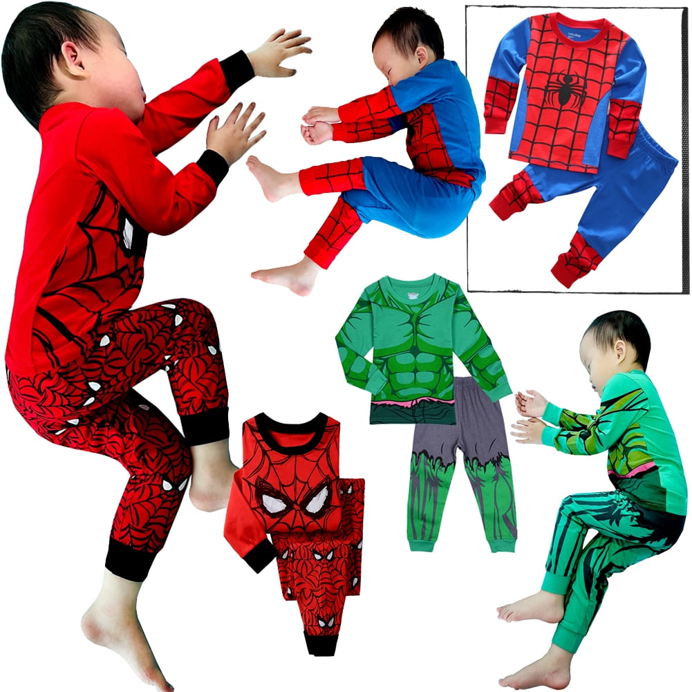 Free shipping Children s Pyjamas Spiderman Set The Hulk Collection Kids Set Boys Girls Cartoon Long Sleeve Sleepwear 2 7T Walmart