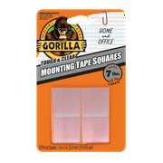 Gorilla Glue Clear Acrylic Foam Adhesive 1" Mounting Tape Squares, 24 Count
