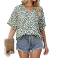 thumbnail image 1 of Mujeres verano Top casual suelta leopardo impresión V Masajeadores de cuello corto Bell manga camiseta para mujer, 1 of 8