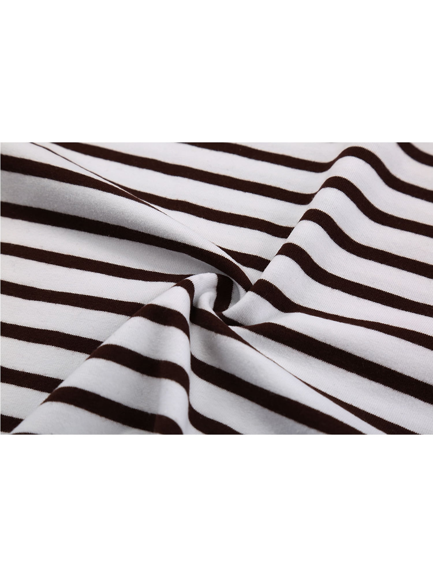 Unique Bargains Men's Long Sleeve Pullover Top Crew Neck Striped T-Shirts 36 Brown