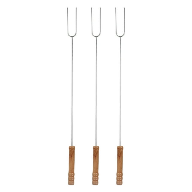 Juego de tenedores para barbacoa Sincero de Acero inoxidable con mango de Madera 3 piezas