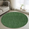 thumbnail image 2 of Dark Green Burlap Texture Large Area Rugs for Bedroom Living Room, Soft Non Slip Carpet Bedside Rug, Farmhouse Vintage Green Round Floor Cover Kitchen Accent Rug 3' for Dining Room/Office, 2 of 9