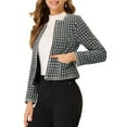thumbnail image 4 of MODA NOVA Juniors Halloween Costume Plaid Tweed Open Front Office Short Blazer Black XS, 4 of 6