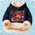 thumbnail image 5 of XUELUO Little Girls Hoodies Drawstring Long Sleeve Fleece Lined Cow Heart Print Hood Tops Early Spring Warm Clothes With Pockets, 5 of 5