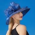 thumbnail image 5 of Fgnfyis Elegant Womens Wide Brim Sun Hat Floral Design Summer Beach Dress Hat for Outdoor Wedding Shower Navy One Size, 5 of 7