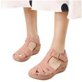 thumbnail image 5 of AXXD Pink Wedge Sandals for Women 8.5 Summer Slope Heels Car Line Sandals Breathable Casual Bowing Shoes, 5 of 6