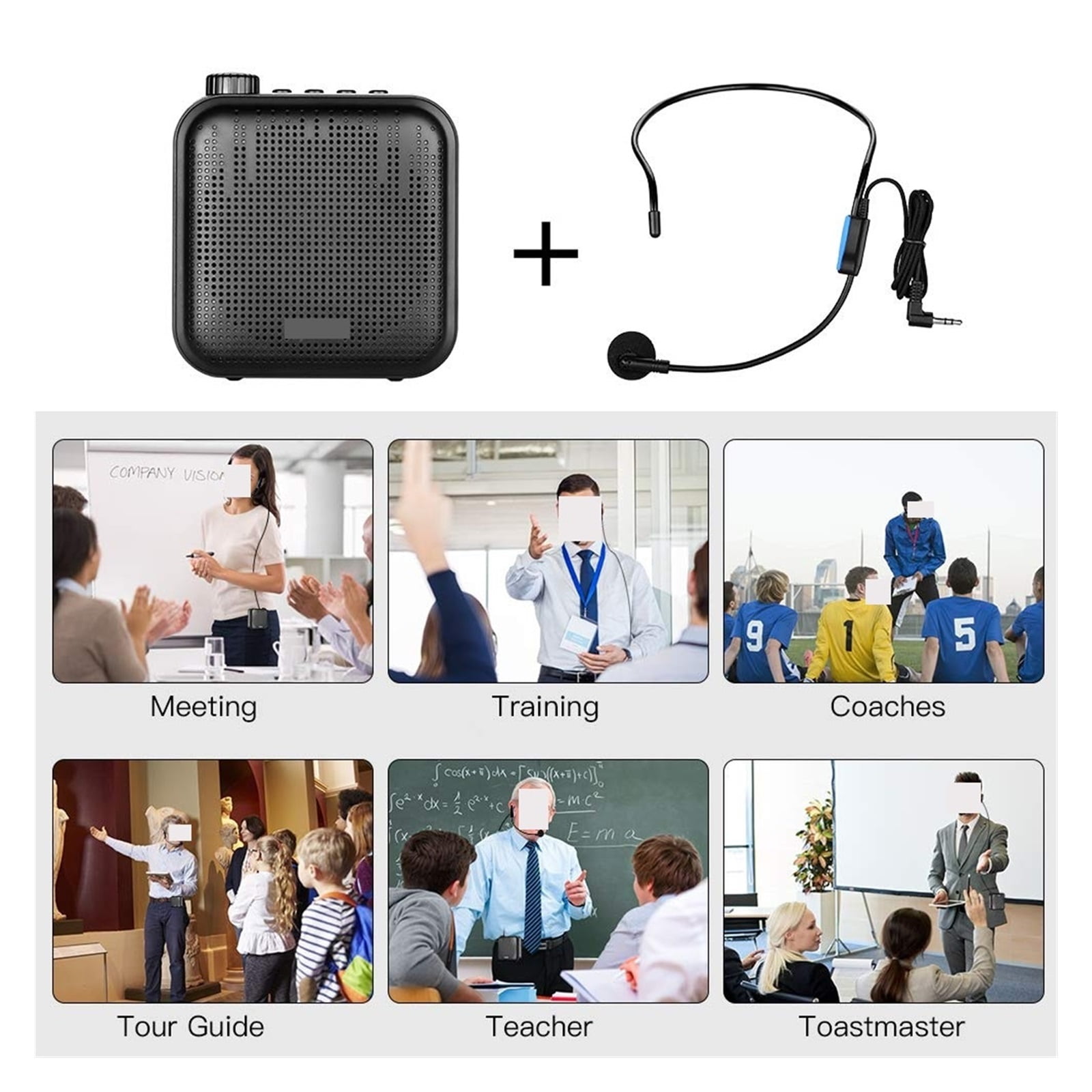 Voice Amplifier Megaphone Mini Audio Speaker With Microphone Rechargeable Ultralight Loudspeaker For Teachers Guide ,Easy to Operate