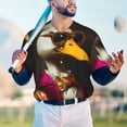 thumbnail image 5 of Zufioo Noble Style Duck Print Men's Baseball Short Sleeve, Moisture Wicking Button-Down Hip Hop Tee-Medium, 5 of 7