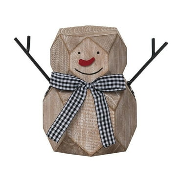 Transpac Wood 7 in. Off-White Christmas Carved Snowman