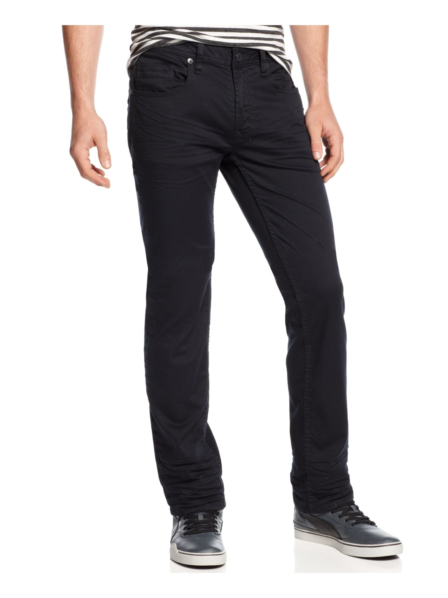 BUFFALO Mens Black Stretch, Straight Fit Jeans 36W/ 32L