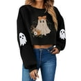 thumbnail image 3 of Women's Hoodless Sweatshirt Halloween Women'S Casual Short Round Mockneck Hoodie, Women's Hoodless Sweatshirt L, 3 of 7