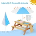 thumbnail image 6 of S-HOME Convertible Wooden Kids Picnic Table With 43 Inch Umbrella, Reddish Brown 3-IN-1 Outdoor Patio Activity Table, 6 of 14