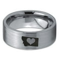 thumbnail image 2 of Tungsten Montana The Treasure State Heart Band Ring 8mm Men Women Comfort Fit Gray Flat Cut Brushed Polished, 2 of 4