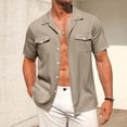 thumbnail image 3 of Zimjoy Men's Linen Short Sleeve Shirt Button Down Workwear Style Casual Summer Beach Vacation Fashion Tops with Pocket, Khaki XL, 3 of 4