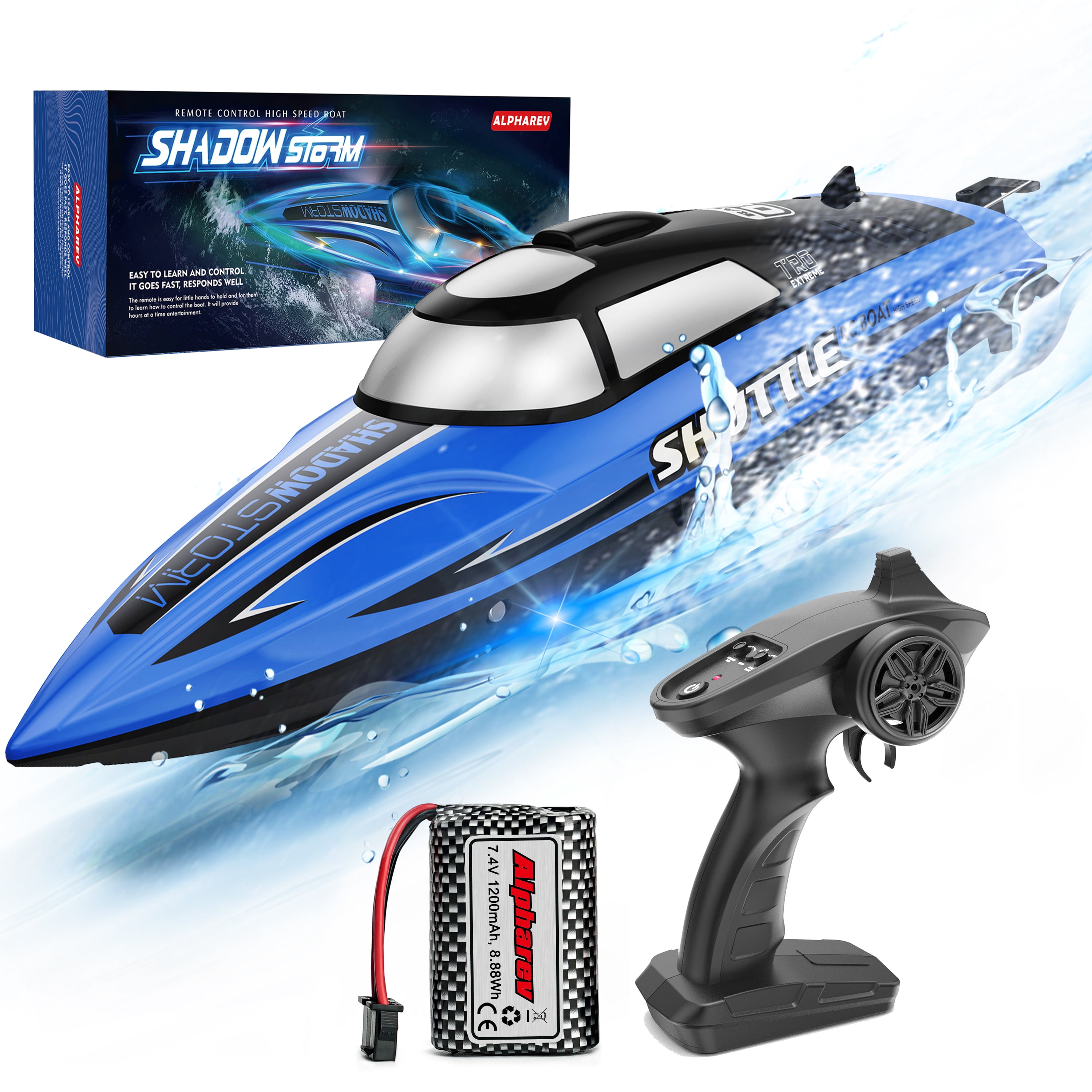 AlphaRev Remote Control Boat, RC Boat for Pools and Lakes, Fast RC