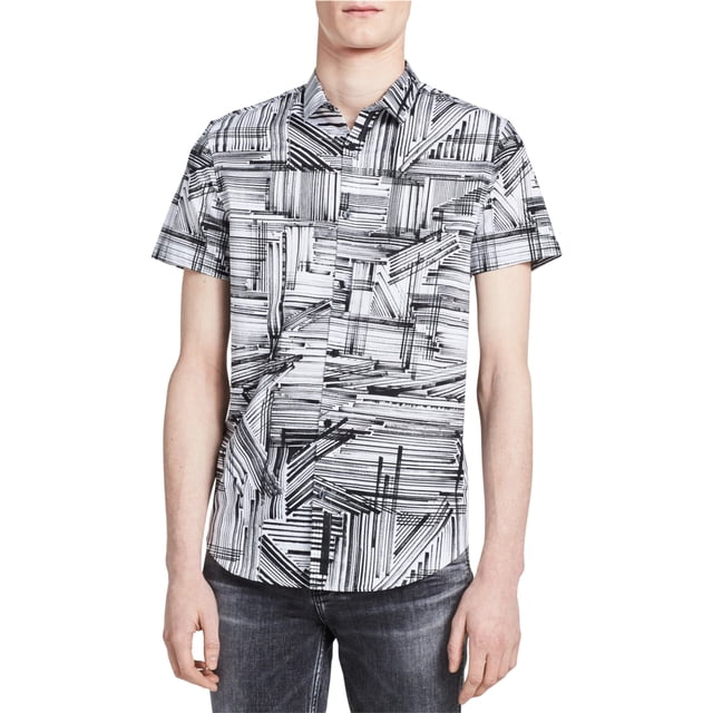Camisa estampada con Botones Calvin Klein para hombre color negro talla mediana