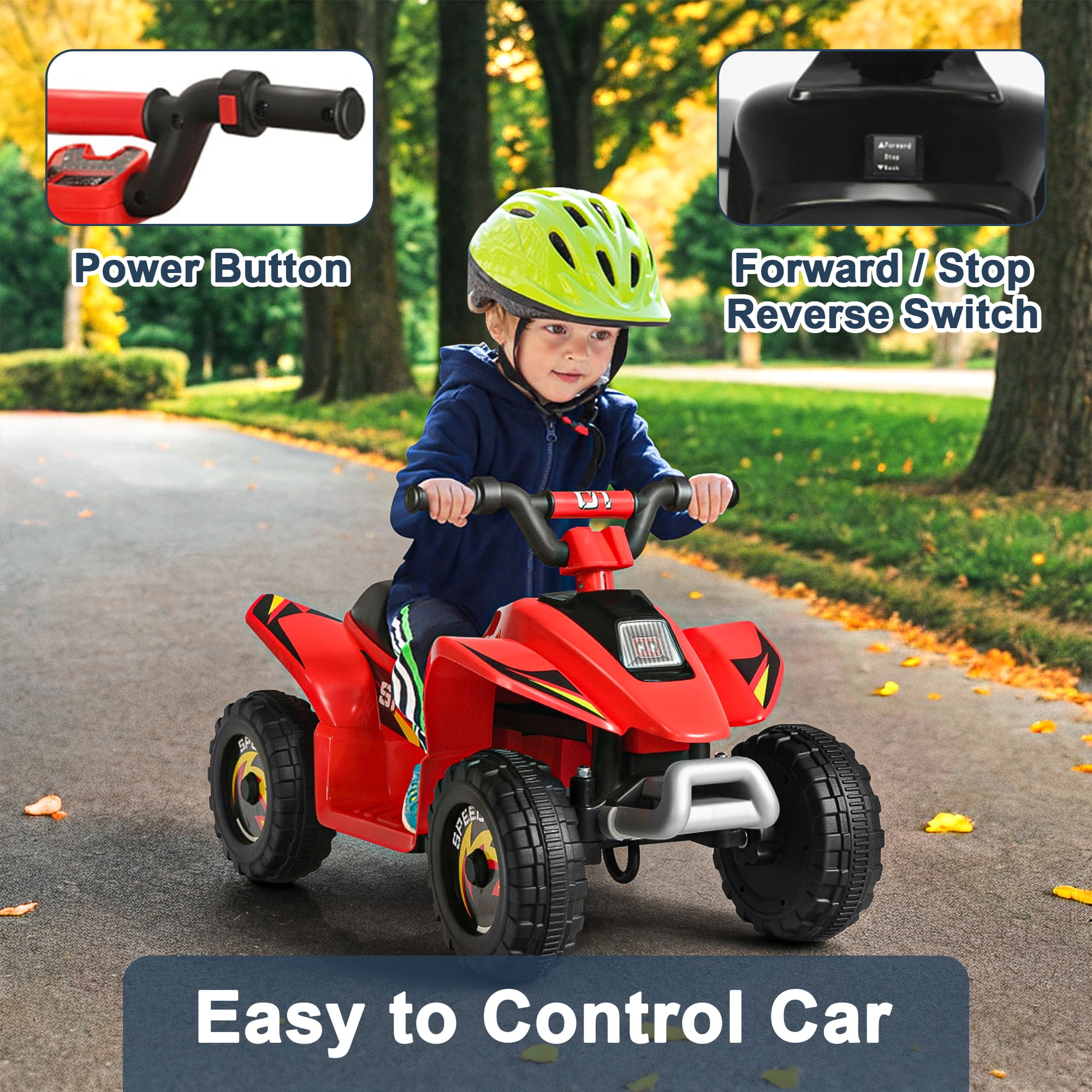Resenkos 6V Kids Ride On Electric ATV, Ride Car with 4 Wheels, Ride-On Toy for Toddlers 1-3 Boys & Girls(Red)