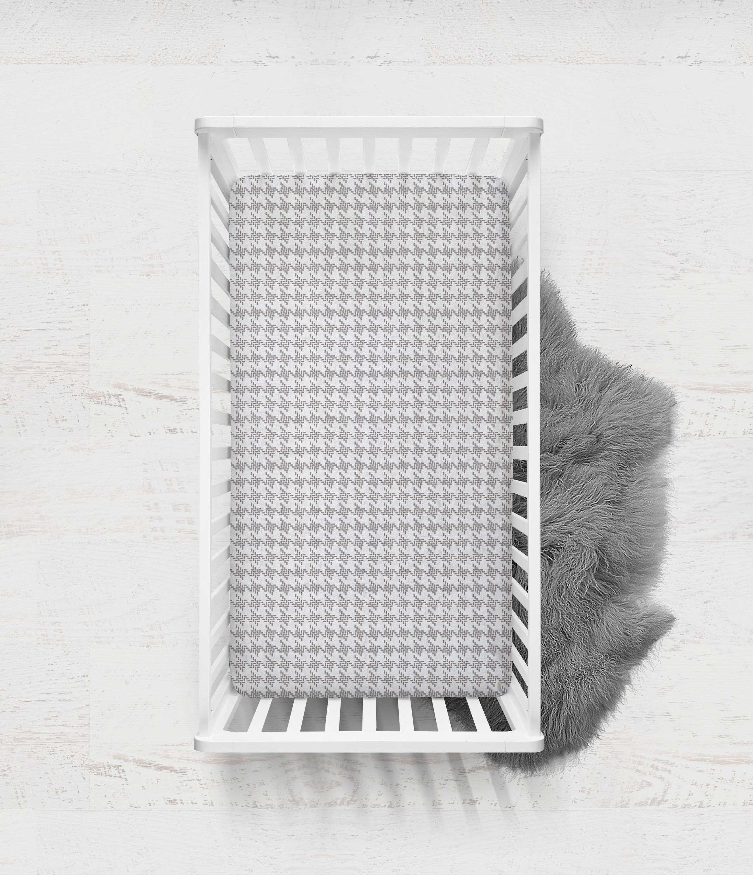 Herringbone Houndstooth Grey Muslin Crib or Toddler Bed Fitted Sheet Cotton Muslin