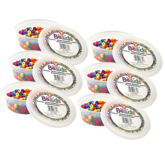 Hygloss HYG6832-6 Neon Barrel Beads (6 EA)