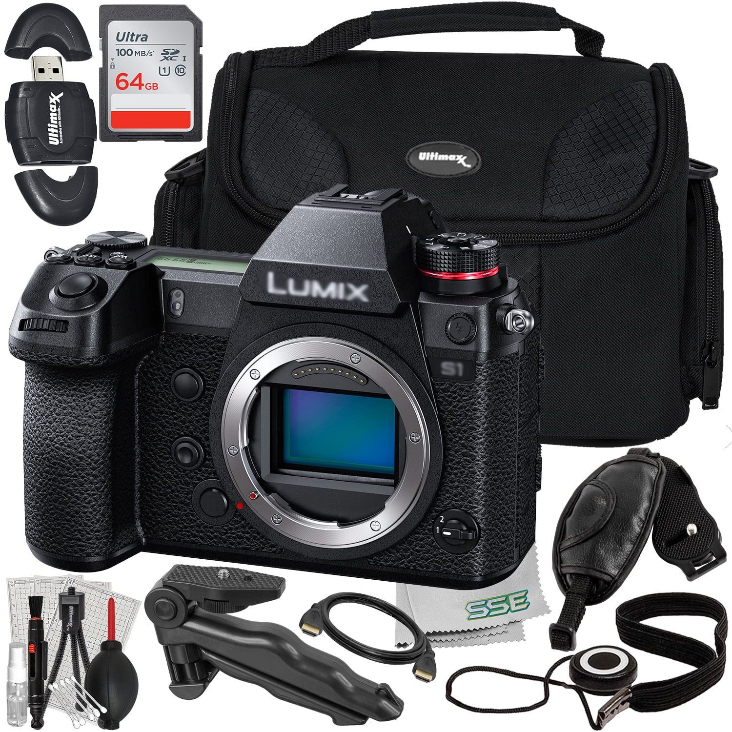 Ultimaxx Essential Panasonic Lumix S1 Mirrorless Camera Bundle (Body Only) Includes 64GB