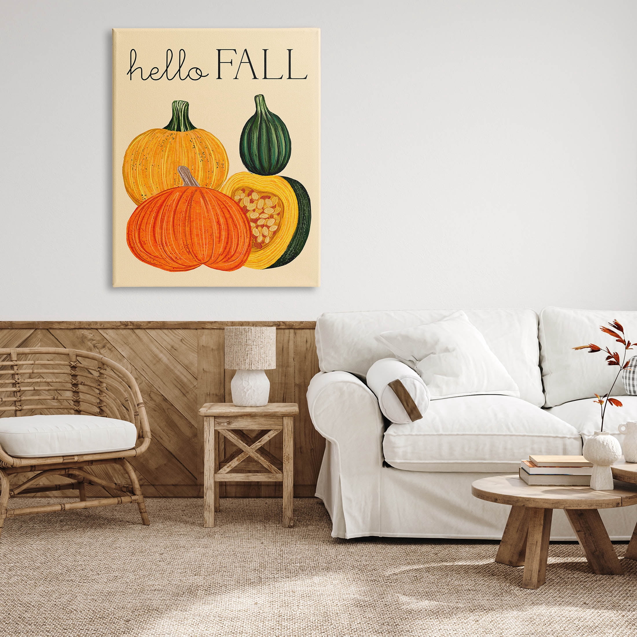 Stupell Industries Hello Fall Harvest Gourds Graphic Art Gallery Wrapped Canvas Print Wall Art, Design by Ziwei Li