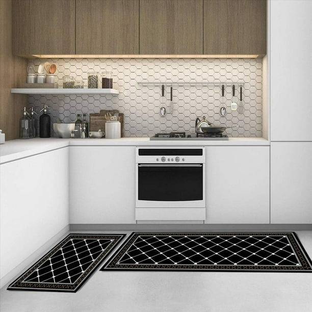 Juego de Alfombrillas de Cocina Acolchadas Gruesas de 4 Piezas, Alfombrillas de Pie CóModas y Resistentes, Alfombrillas Impermeables para de la Cocina