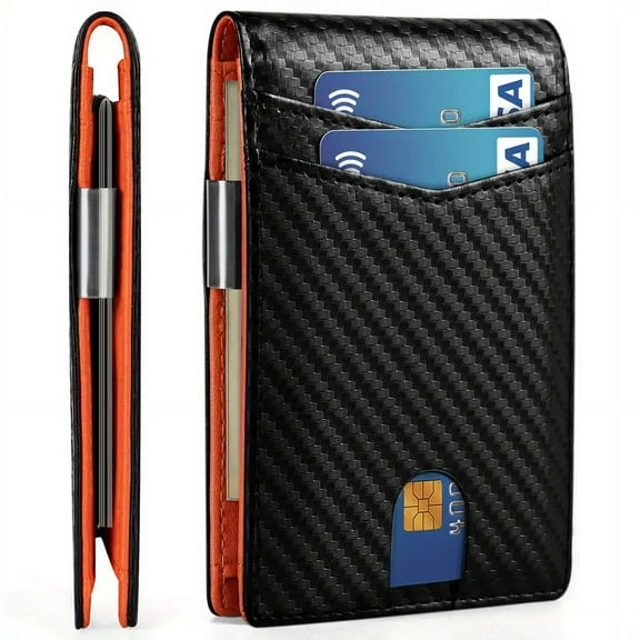 IWANTIT Fashion Faux Leather Stacked RFID Blocking Wallet with Coin Wallet and Card Slot Folded Credit Card Holder
