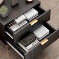 thumbnail image 3 of Algherohein Modern Nightstand for Bedroom,Bedside Table with 2 Fluted Drawer,Black, 3 of 9