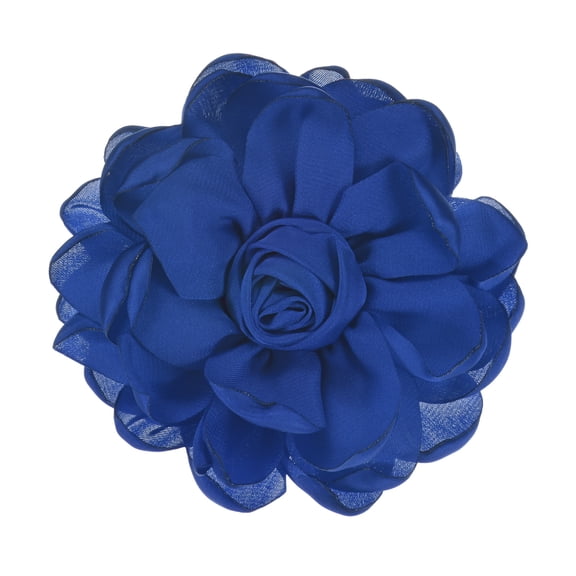 Uxcell Rose Flower Brooches and Pins for Women, Lapel Pins Dainty Satin Fabric Big Camellia Hair Flowers Clips Blue