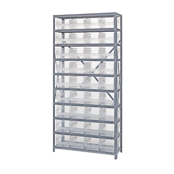 Quantum Storage 1275-207CL Clear View Bin Storage Store More 10 Shelving Rack Unit