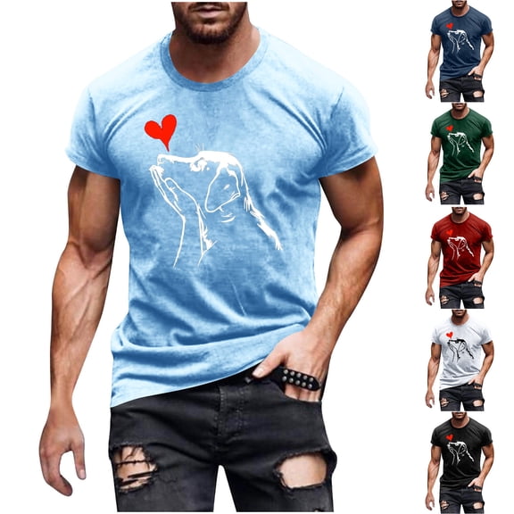 NuoCaiYun Men'S Graphic Tees Print Short Sleeve Crew Neck T Shirt Casual Fall Summer Tops Trendy Pullover