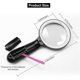 thumbnail image 2 of Lighted Magnifier, 10X Handheld Magnifying Glass with 12 LED Lights for Macular Degeneration, Senior Reading, Welding, and Examination Tasks, 2 of 5