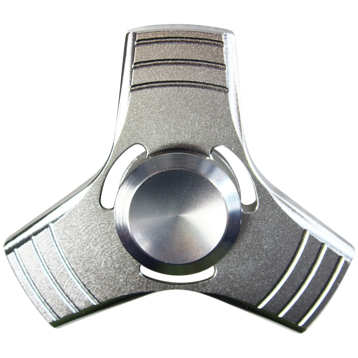 Tri Spinner Fidget Aluminum Finger Stress Hand Desk EDC ADHD Autism silver