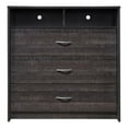 thumbnail image 1 of Hodedah Commode en Bois Manufacturé à 3 Tiroirs avec Étagère/compartiments Ouverts - Noyer, 1 of 7