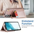 thumbnail image 2 of Samsung Galaxy S20 Plus Crossbody Wallet Case, Zipper Pocket Phone Case Cross Body Strap with RFID Blocking Carring Bag Credit Card Premium Leather Kickstand Shockproof Case, Rosegold, 2 of 11