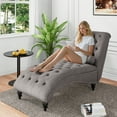 thumbnail image 6 of FFH Chaise Lounge Indoor, Velvet Button-Tufted Chaise Lounge Chair with Bolster Pillow, Gray, 6 of 7