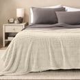 thumbnail image 3 of Bare Home Faux Shearling Blanket - Fluffy & Soft - Lightweight - Full/Queen, Oyster - Cable, 3 of 7