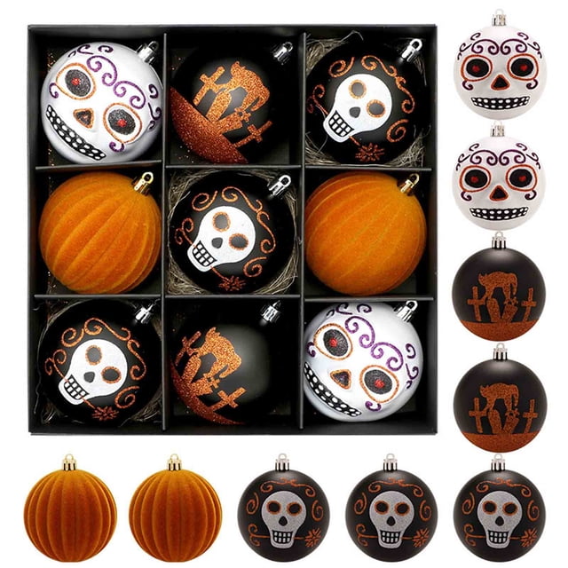 Halloween Decorative 9 Colored Skeleton Plastic Pendant Set