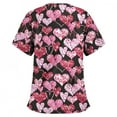 thumbnail image 2 of New Year New You! Snorda Womens Nursing Scrub Tops Valentine's Day Love Heart Printed Working Uniform Short Sleeve V-Neck Workwear Blouse T-shirt with Pockets, 2 of 6