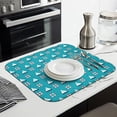 thumbnail image 3 of 2 Pack Coral & Shell Print Dish Drying Mats - Absorbent Microfiber Countertop Protector - Foldable Non-Slip Sink Mat with Maritime Theme, 3 of 6
