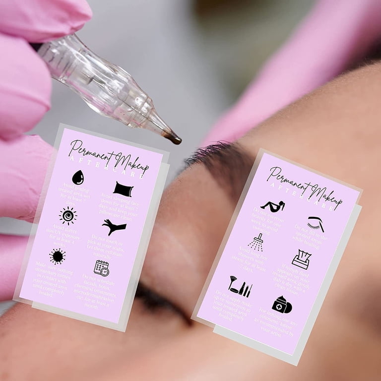 Brow Tint & Wax Aftercare Instruction Cards - 50 Pack, 2x3.5" Business Card Size, Lavender Design-867558